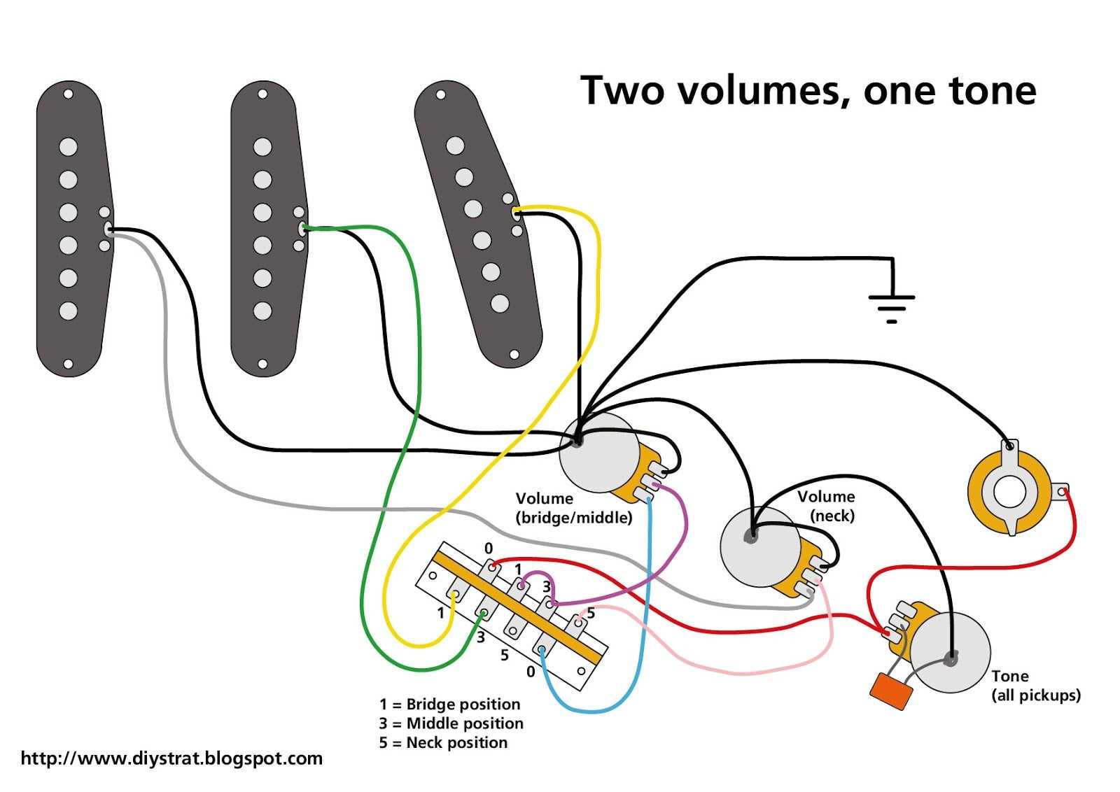 guitar wiring diagrams 2 pickups 1 volume 1 tone