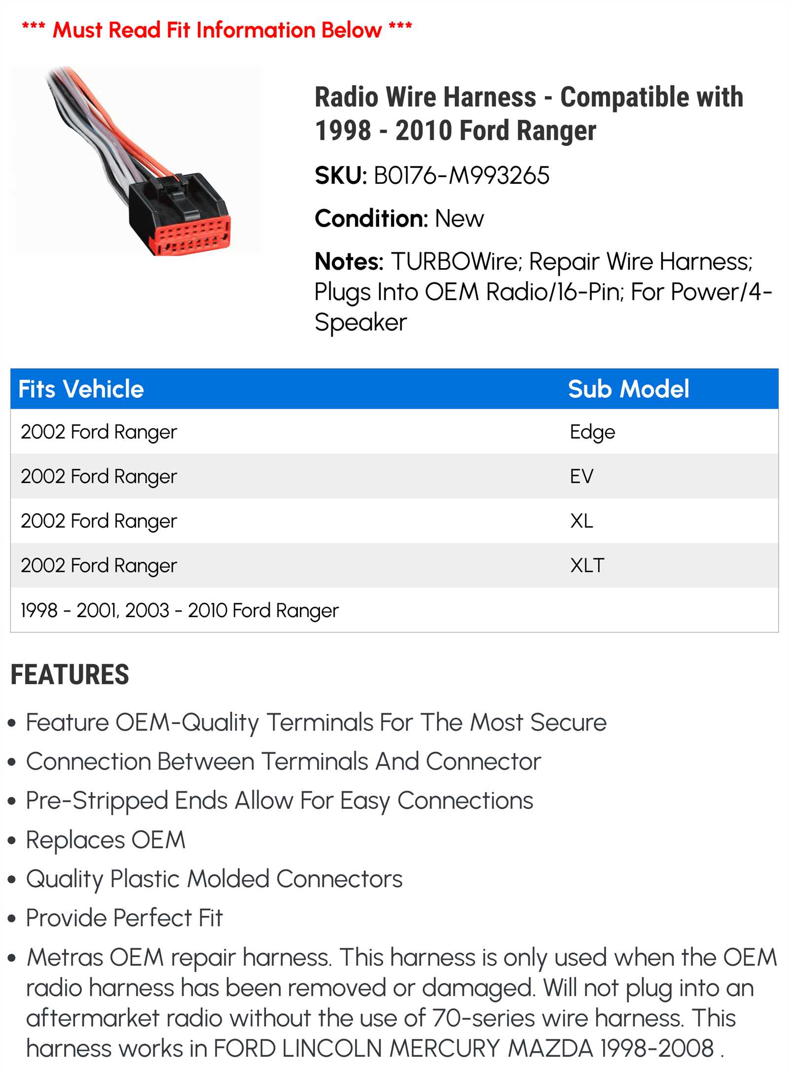 2001 ford ranger radio wiring diagram