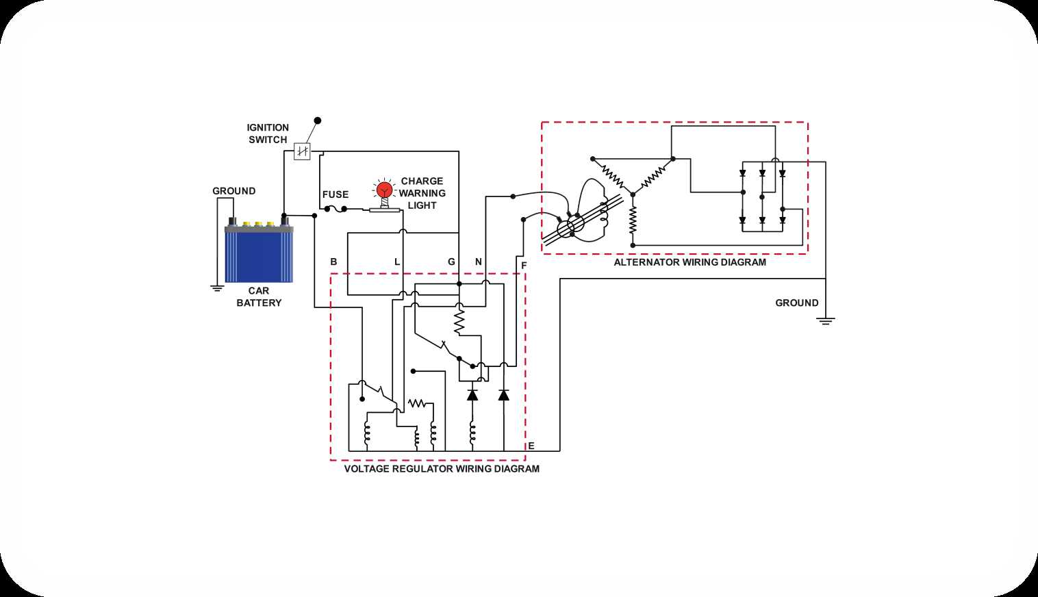 alternator external voltage regulator wiring diagram