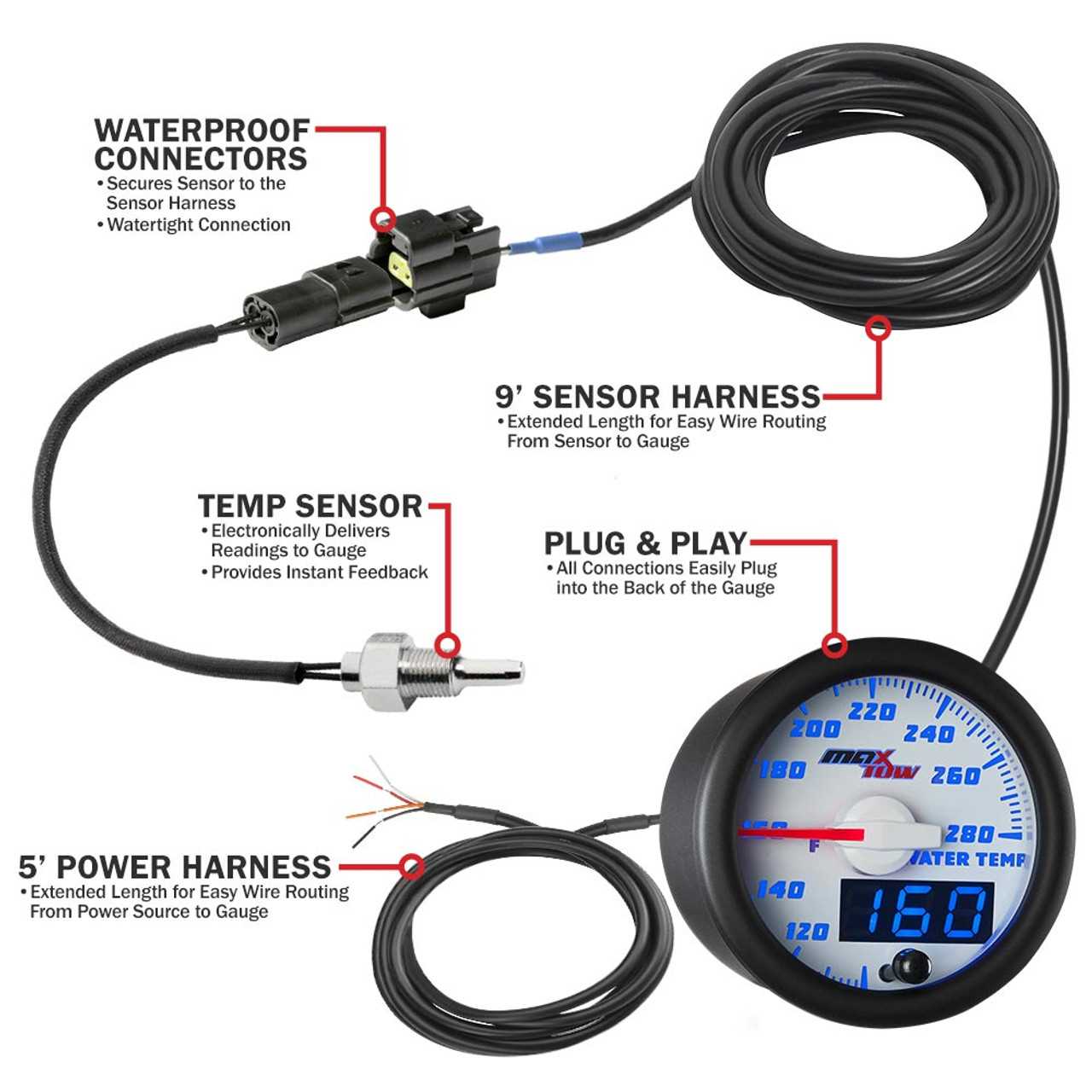 glowshift water temp gauge wiring diagram