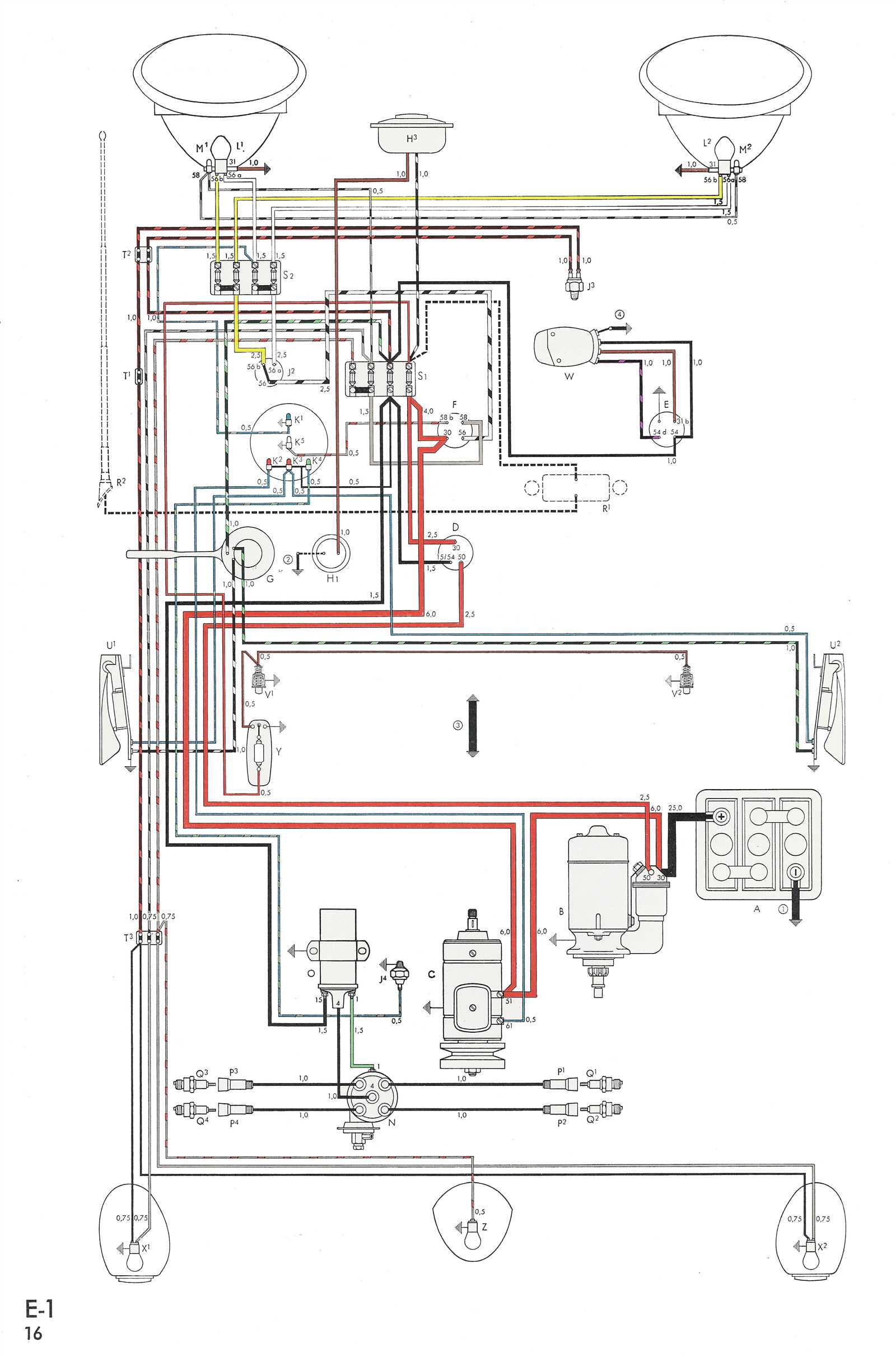 vw beetle wiring diagram 1969