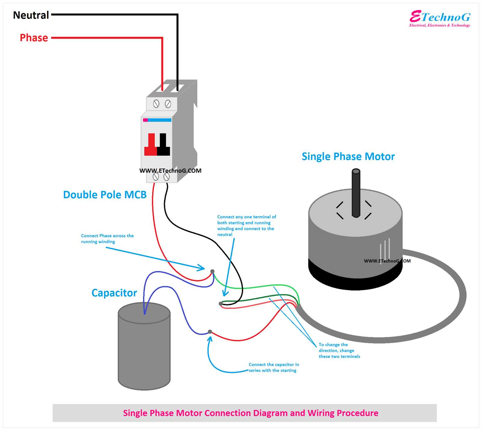 wiring diagram capacitor start motor