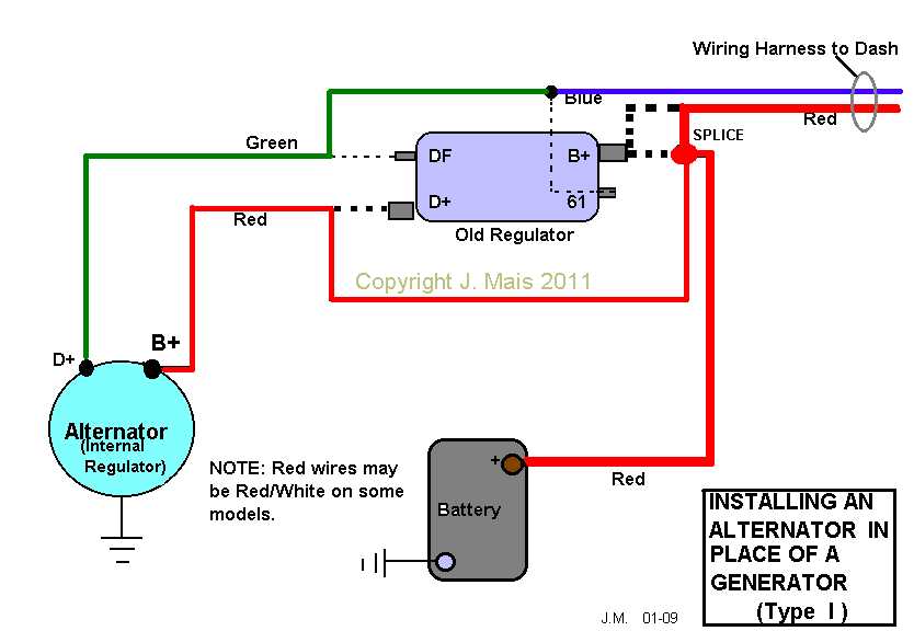 wiring diagram for alternator with external regulator