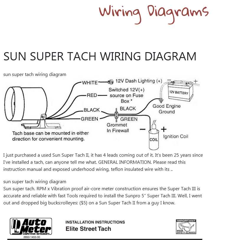 auto gauge tachometer wiring diagram