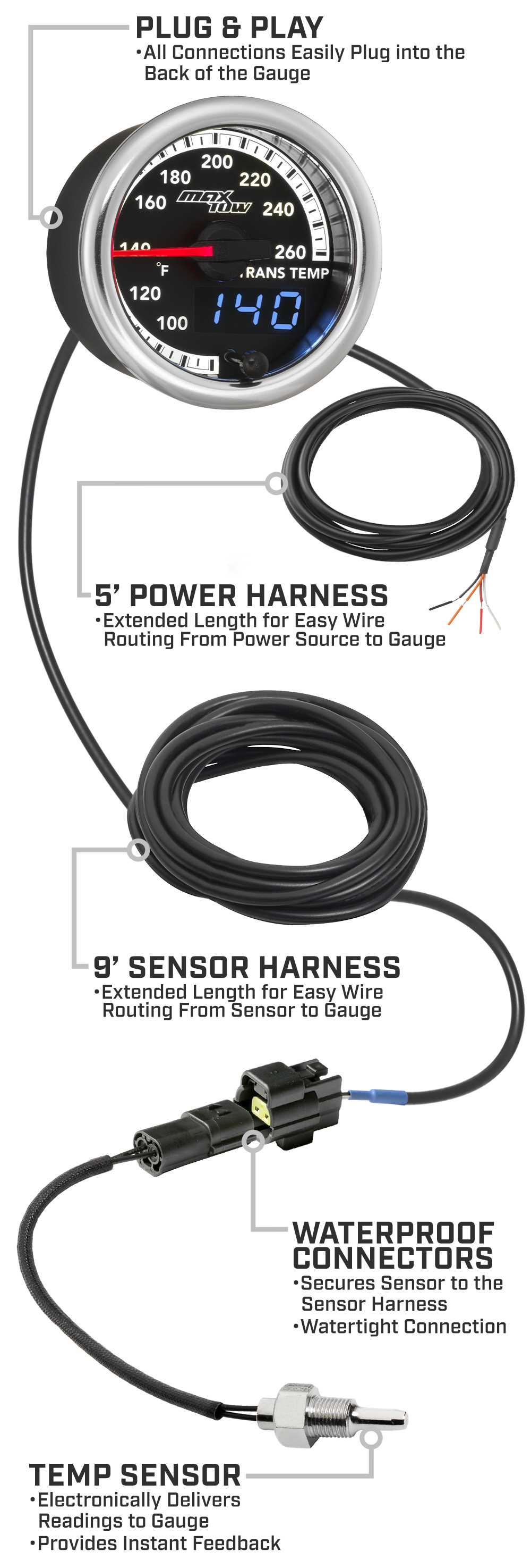 glowshift trans temp gauge wiring diagram