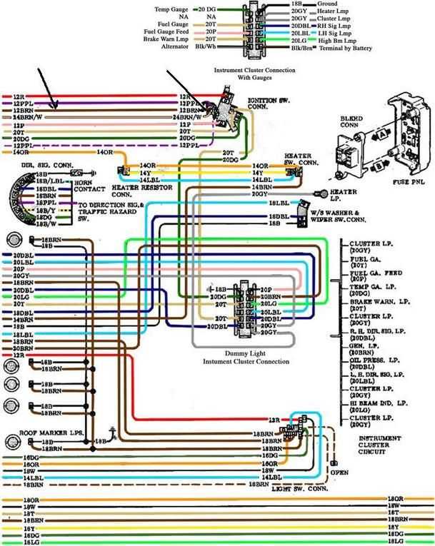 instrument cluster 73 87 chevy truck wiring harness diagram