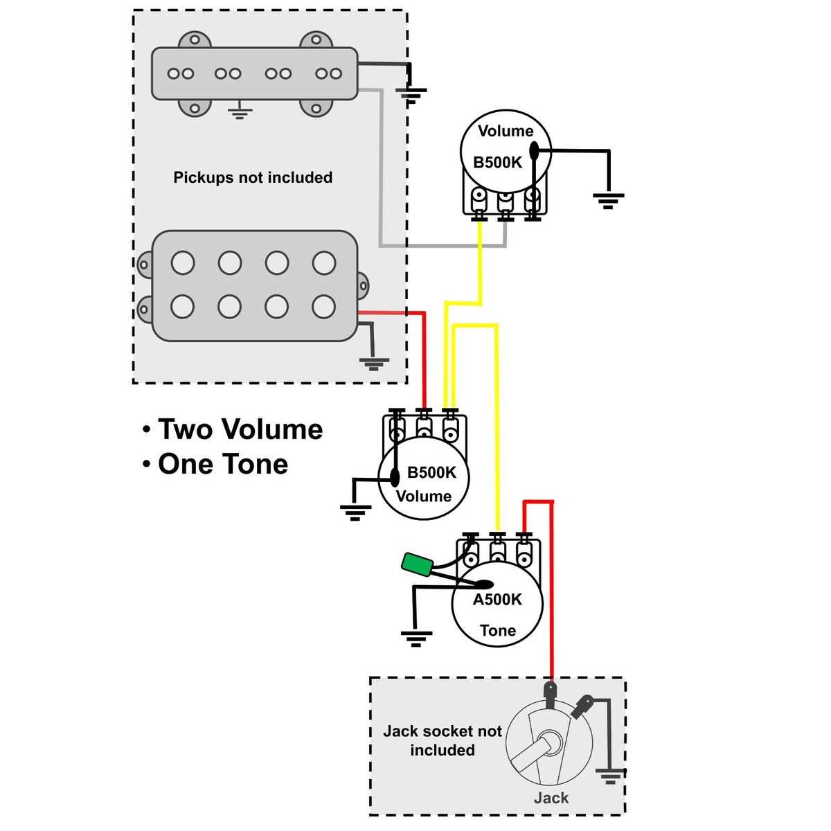 guitar wiring diagrams 2 pickups 1 volume 1 tone