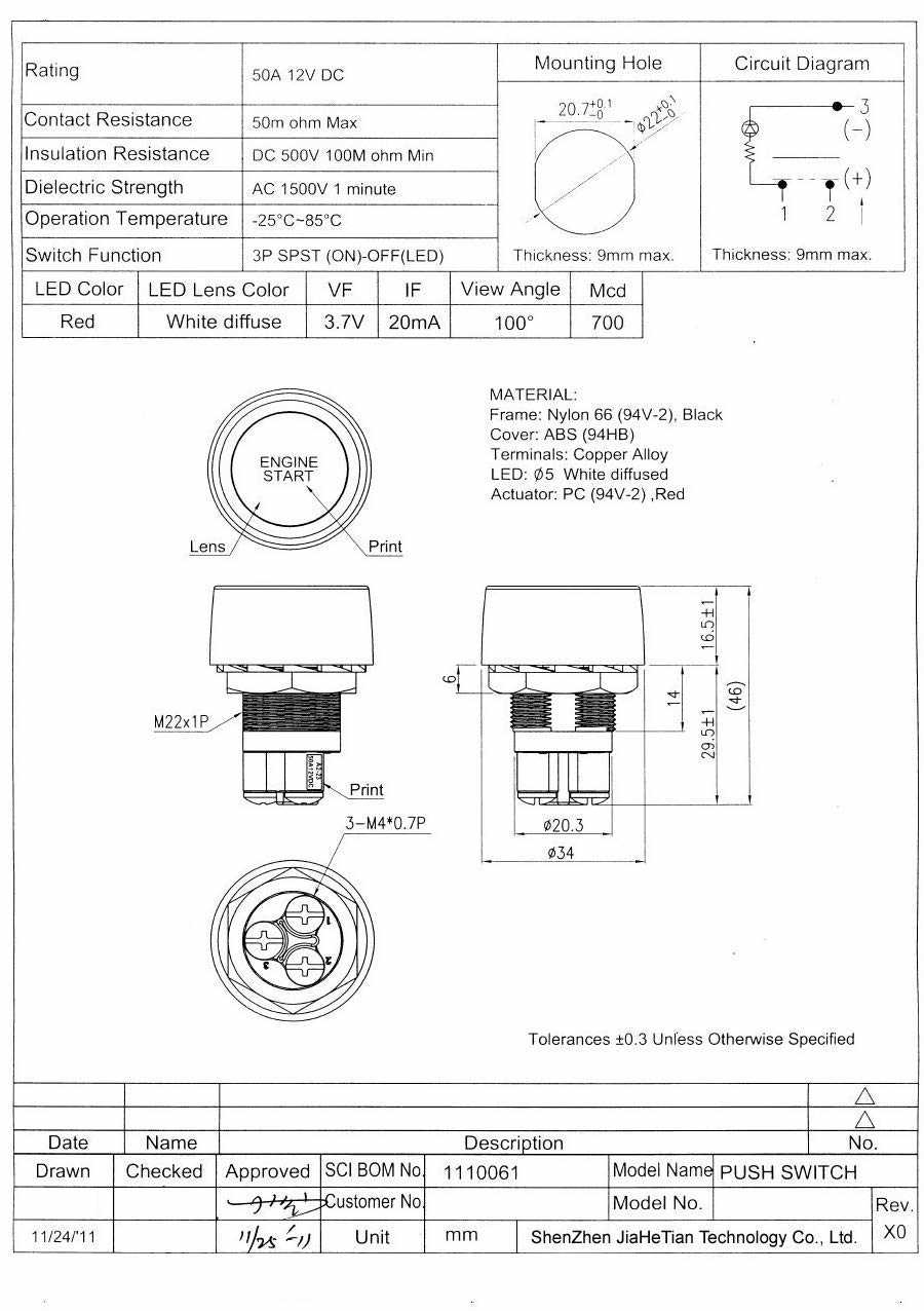 wiring diagram for push button start