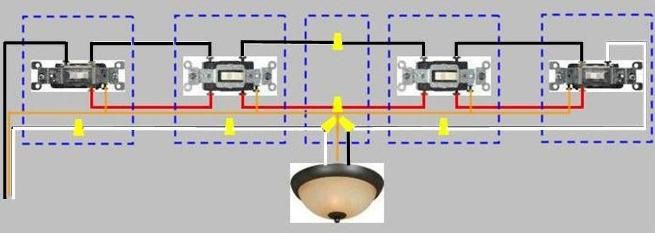 4 way switch wiring diagram light middle