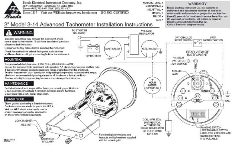 rpm tachometer wiring diagram