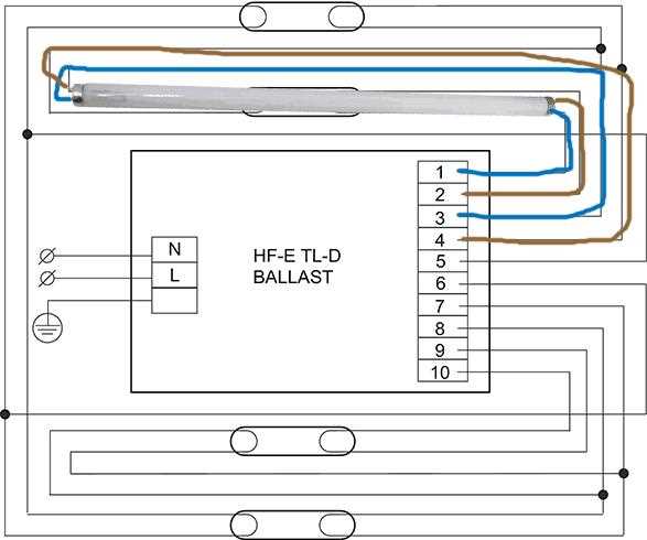 fluorescent lamp ballast wiring diagram