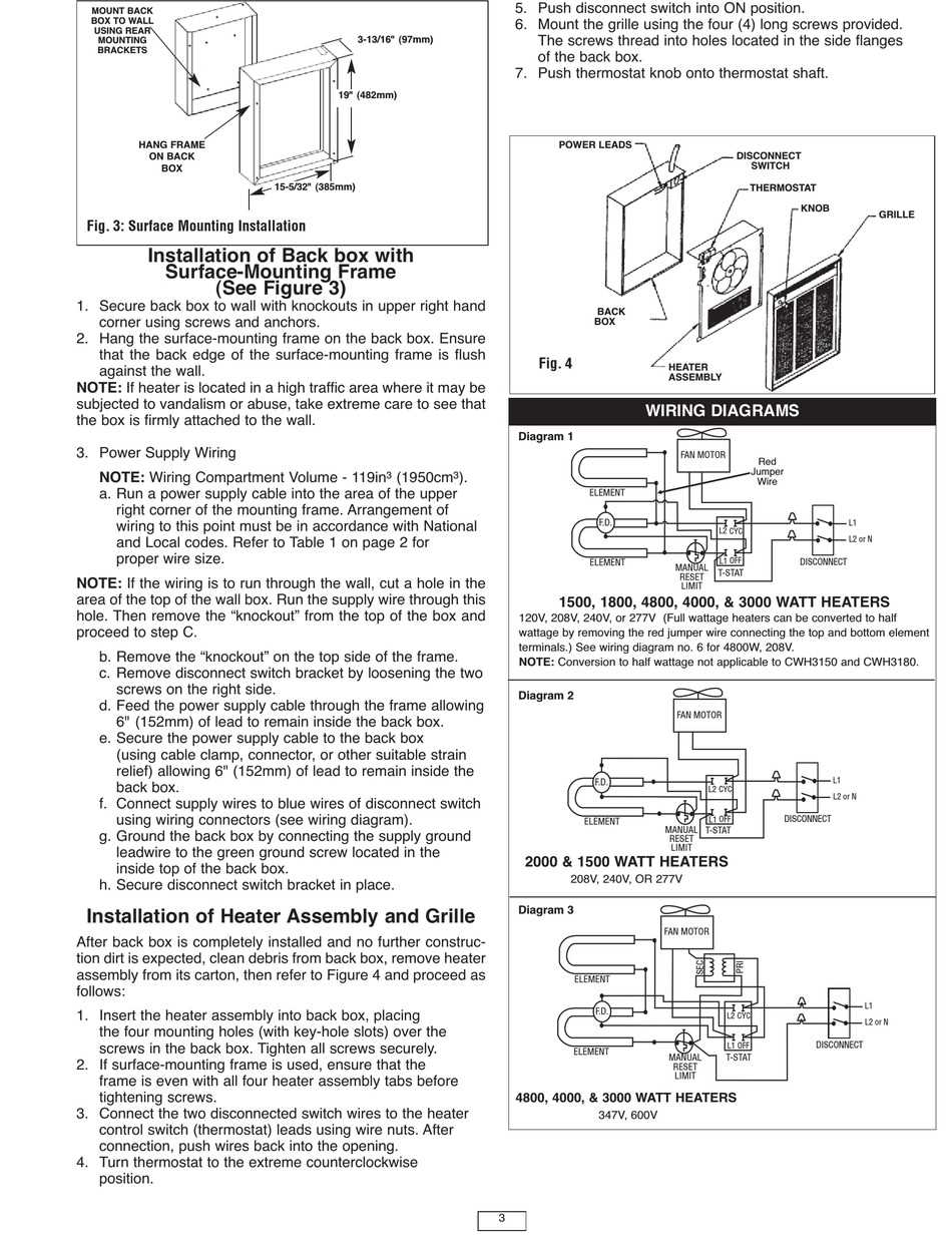 wall heater wiring diagram