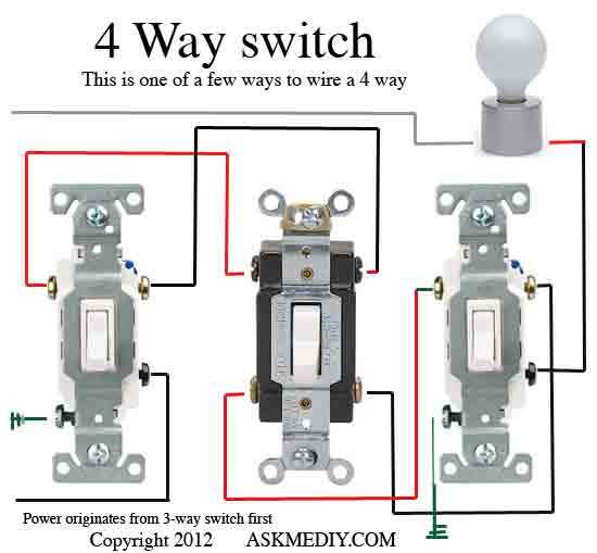 wiring diagram for 3 way and 4 way switches