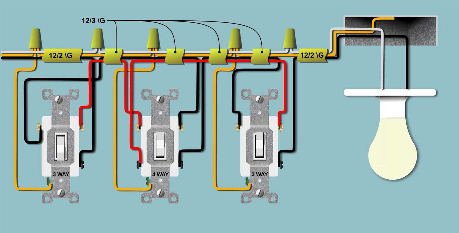 wiring diagram for 3 way and 4 way switches